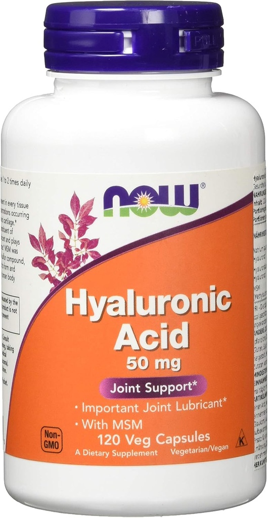 NOW Foods - hüaluroonhape MSM 50 mg. - 120 taimetoitlast kapslit