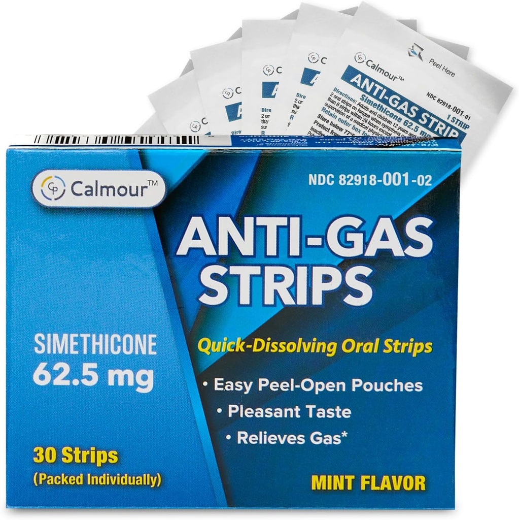 Anti Gas Relief 30 Strips | Mint Maitse Suukaudne Lahustumatu Puhutav Anti Bloating Relief Strips | Kiire gaasivabastus täiskasvanutele | Tõhus pulbitsemine Abi naistele | Simethicone Anti Bloating naistele
