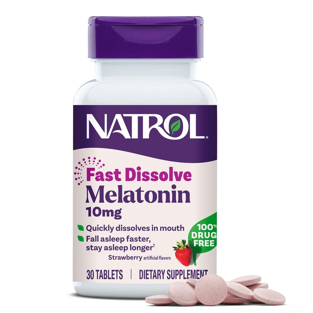 Natrol Fast Lahustage melatoniini 10 mg, unetoetus täiskasvanutele