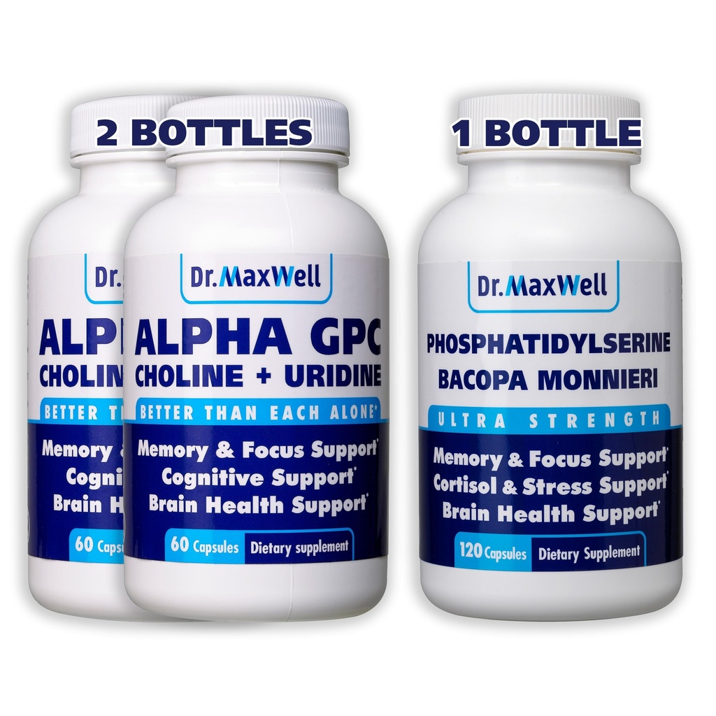 Alpha GPC & Uridine 2X 60 kapslid + fosfatidüülseriin & Bacopa 1x 120 kapslit, 2 kuud tarnimine