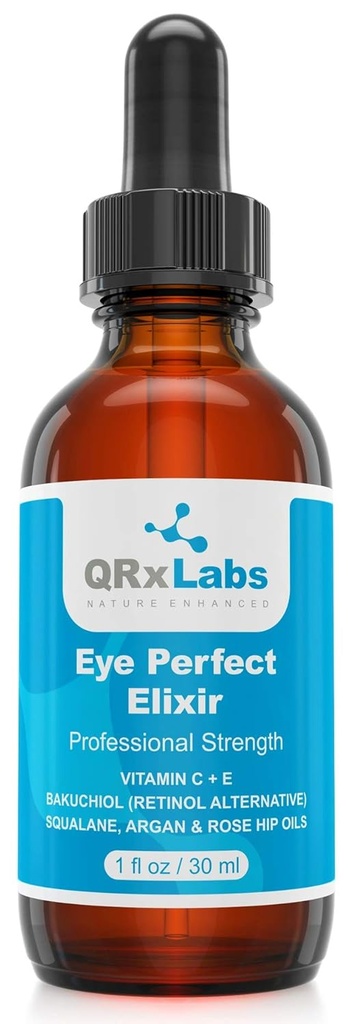 Eye Perfect Elixir - Bakuchiol (Retinol Alternative), puhas argaan ja Rosehip õlid, Squalane, vitamiin C & E - parim vananemisvastane ravi seerum kottidele, punetus, kortsud, varesjalad