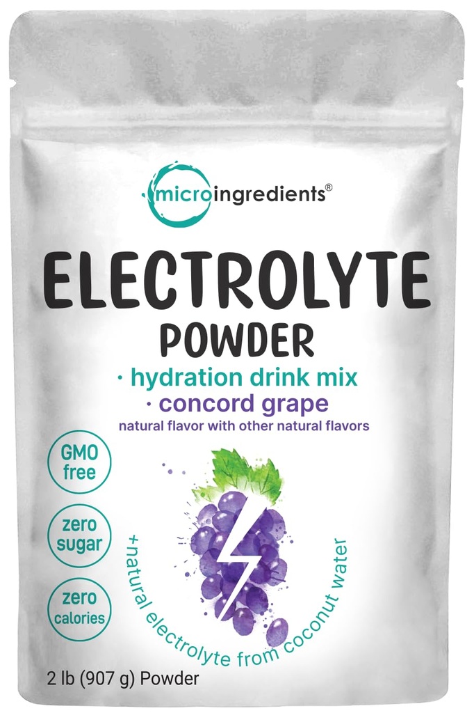 Mikrokoostisosad Hüdratsioon Elektrolüüt Pulber, 2 lb (139 Servings) | Concord Viinamarjamaitse | Kõrge Kaalium (1 000mg) + Kookosvesi | Ei Suhkrut, Keto Sõbralik | Mitte-GMO