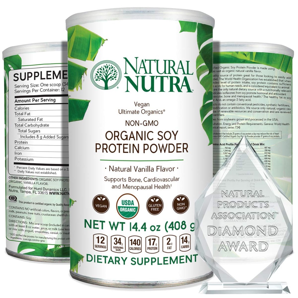 Looduslik Nutra Orgaaniline Vegan Taimede Sojavalgu Allikas Pulber, Toetab Keskea Üleminekut, Toetab Luud Ja Parandab Südame-veresoonkonna Tervist, Gluteenivaba, Mitte-GMO, Suhkruvaba 14,4 OZ.