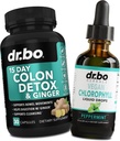 Colon Cleanser Detox & Chlorophyl Vedelik tilgad - 15 päeva Colon Cleanse pillid ingveriga, Vedelikklorofüll pillid Lõhna keha Detox Sisemine deodorant - Soolestiku Liikumise Täiendid Soolestiku Tugi