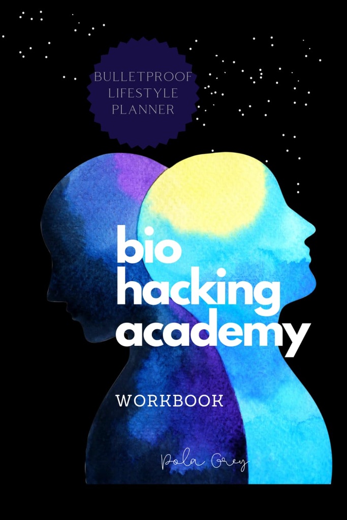 BIOHACKER AKADEEMIA TÖÖRÜHMA Iseoptimeerimine Biotagasiside Kognitiivne Meesversioon Cover Black White Interjöörist: Täitke 2 kuud 8 nädalat PLANNER meditatsioon täiendab dieeti ja biohäkkimist