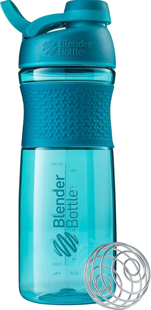 BlenderBottle SportMixer Shaker Bottle Ideaalne valgu raputamiseks ja enne treeningut, 28-kordne, Teal