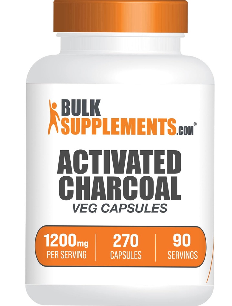 BulkSupplements.com Aktiveeritud söekapslid - kookossüsi, aktiveeritud süsi neerude toetamiseks, aktiveeritud söepillid - vegan, 3 kapslit serveerimiseks (1200 mg), 270 Veg kapslit