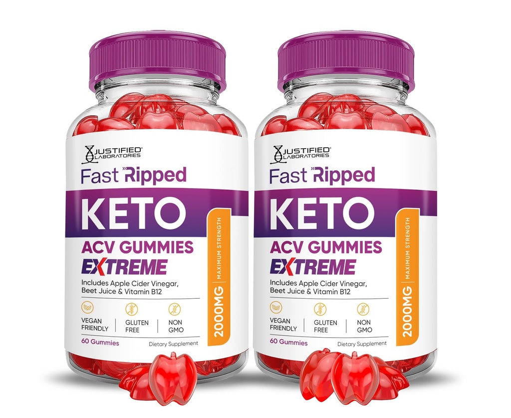 (2 Pack) Fast Ripped Keto ACV Gummies Extreme 2000MG Fast Ripped Keto Gummies Apple Siider Äädikas Formuleeritud Granaatõunapeedi Mahl Pulber B12 Vegan Non GMO 120 Gummys