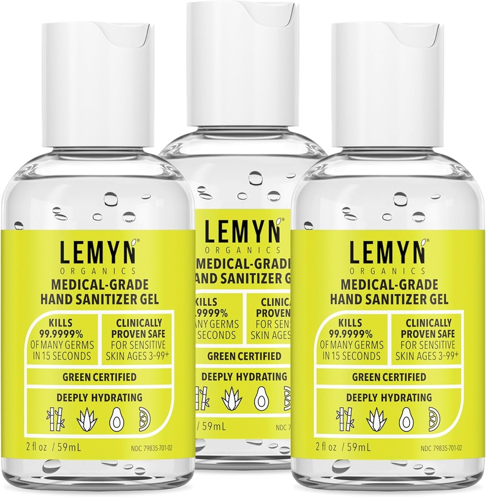 Meditsiiniklassi käte desinfitseerimise geel - 97% ORGAANILINE - 2 FL.OZ PAKENDI 3