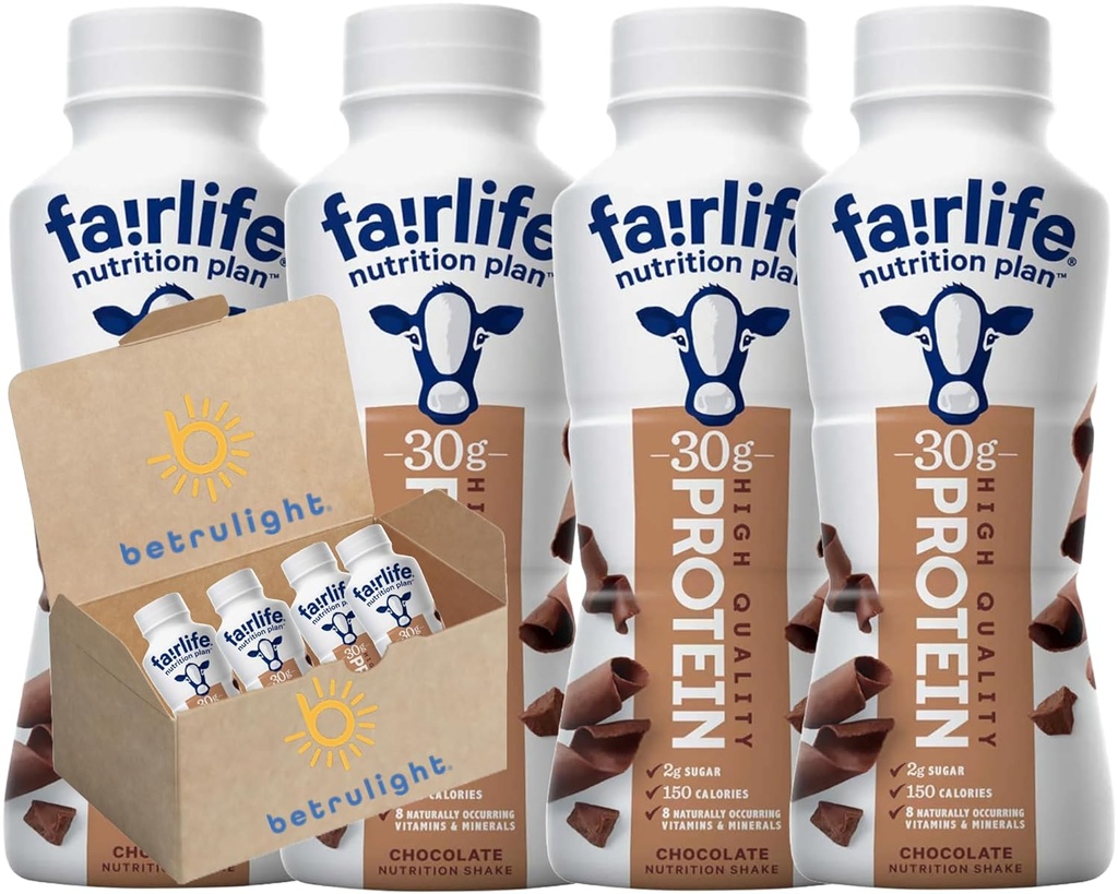 Valmis jooma Fairlife Protein Shakes | Toitumisplaan Valk Shake | Šokolaad, Vanilla, Maasikas | Põhiline Power Elite | Õiglane elu Valk raputab Variety Pack |11,5 Fl Oz Pack 4| Iga tellimus on elegantselt pakendatud allkirjaga BETRULIGHT Branded Box!