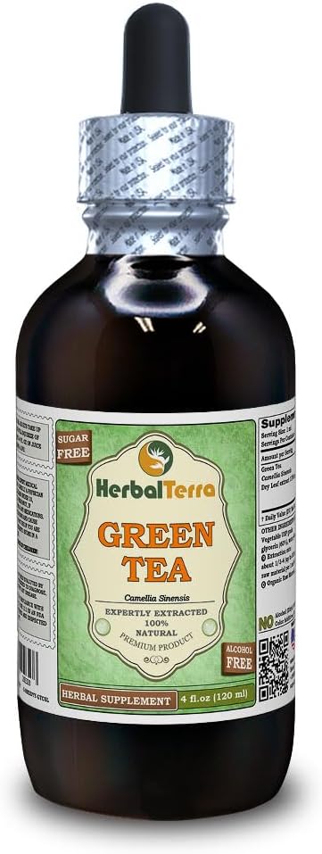 Roheline tee (Camellia Sinensis) glütseriit, orgaaniline kuivatatud lehed Alkoholivabad vedelikuekstrakt (kaubanimi: HerbalTerra, Proudly Made in USA) 4 fl.oz (120 ml)