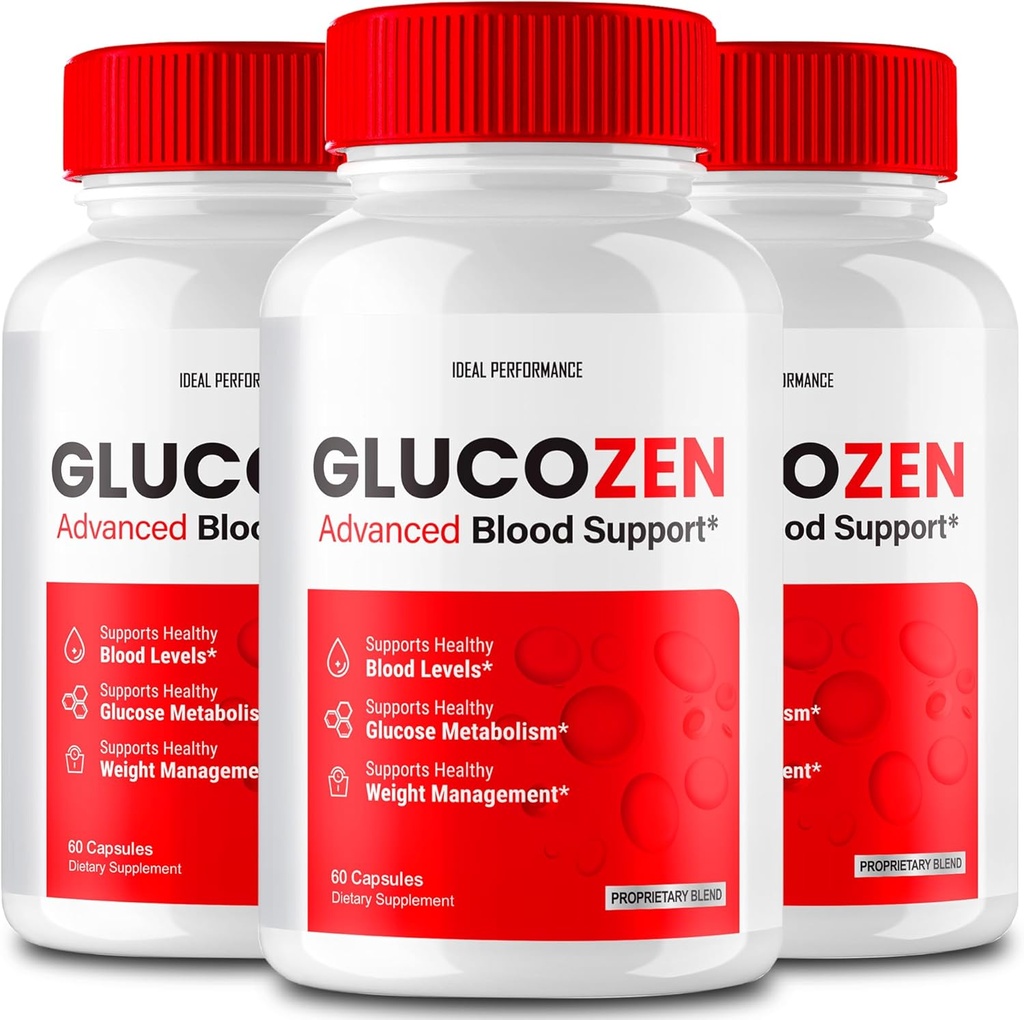 Glucozen Capsules, Glucozen Support Supplement Pills - Maximum Strength, Glucozen Health & Wellness Capsules, Glucozen All Natural Formula Pills, Gluco Zen Health Capsules Reviews (3 Pack)