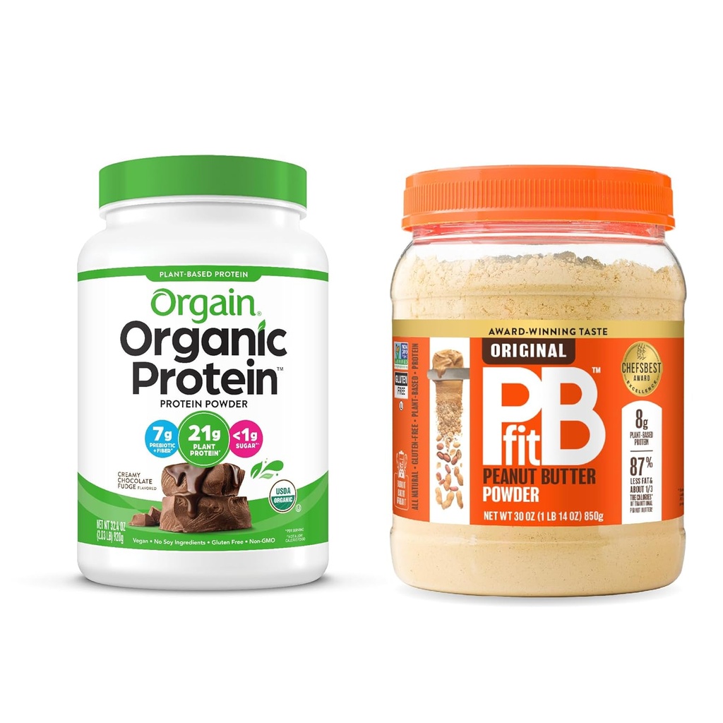 Orgaaniline Vegan Valgu Pulber, Chocolate Fudge 2 naela + PBfit Original 30 oz