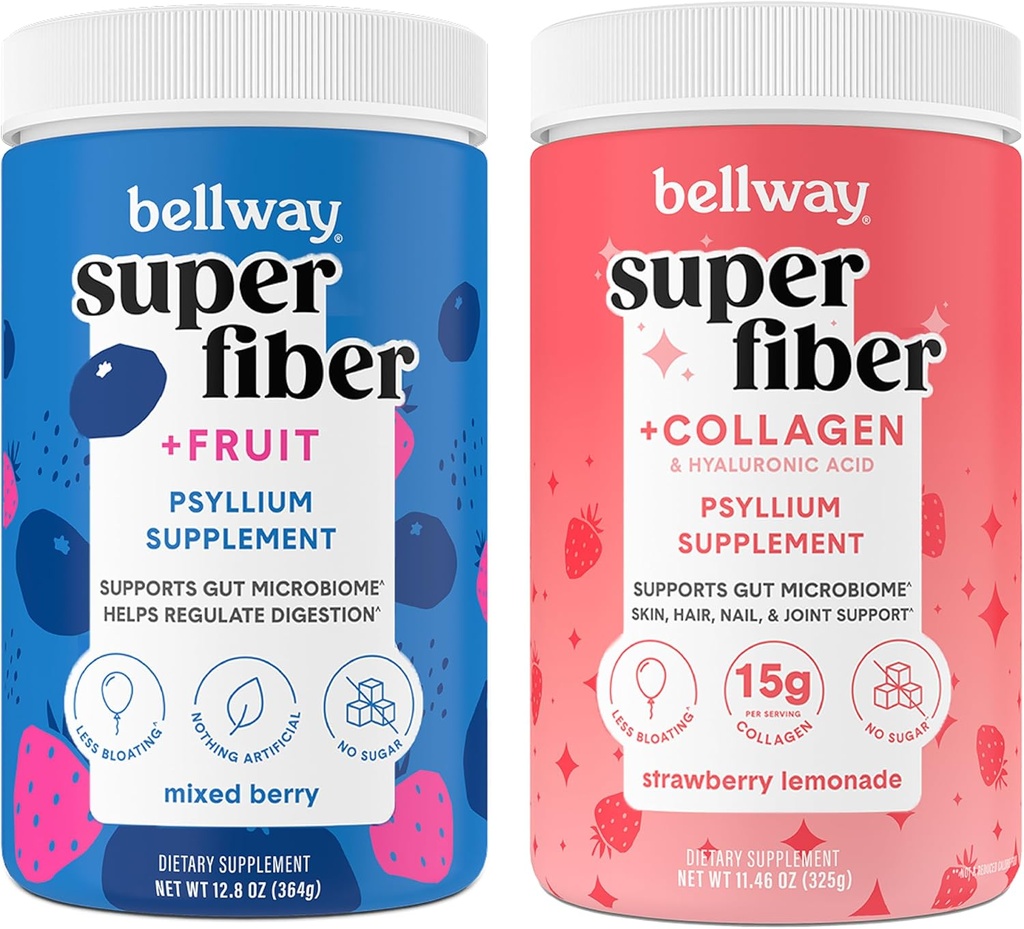 Bellway Super Fiber Powder + Fruit, Mix Berry Super Fiber Pulber + kollageen, maasika limonaad
