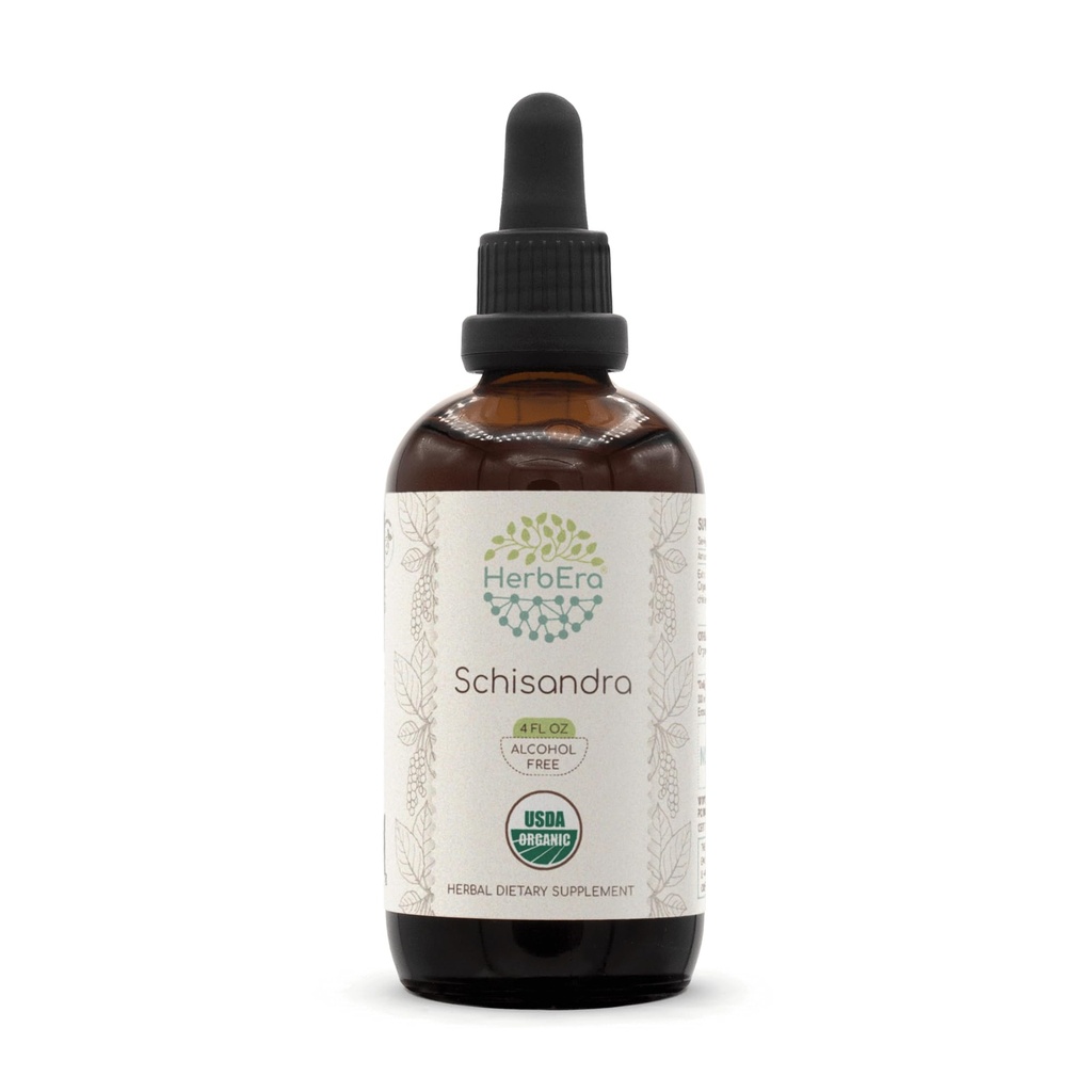 HerbEra Schisandra B120 USDA orgaaniline tinktuur | Alkoholivaba ekstrakt, suure tugevusega taimetilgad, vedel lisand | sertifitseeritud orgaaniline šisandra (Schisandra Chinensis) Kuivatatud marja (4 oz)