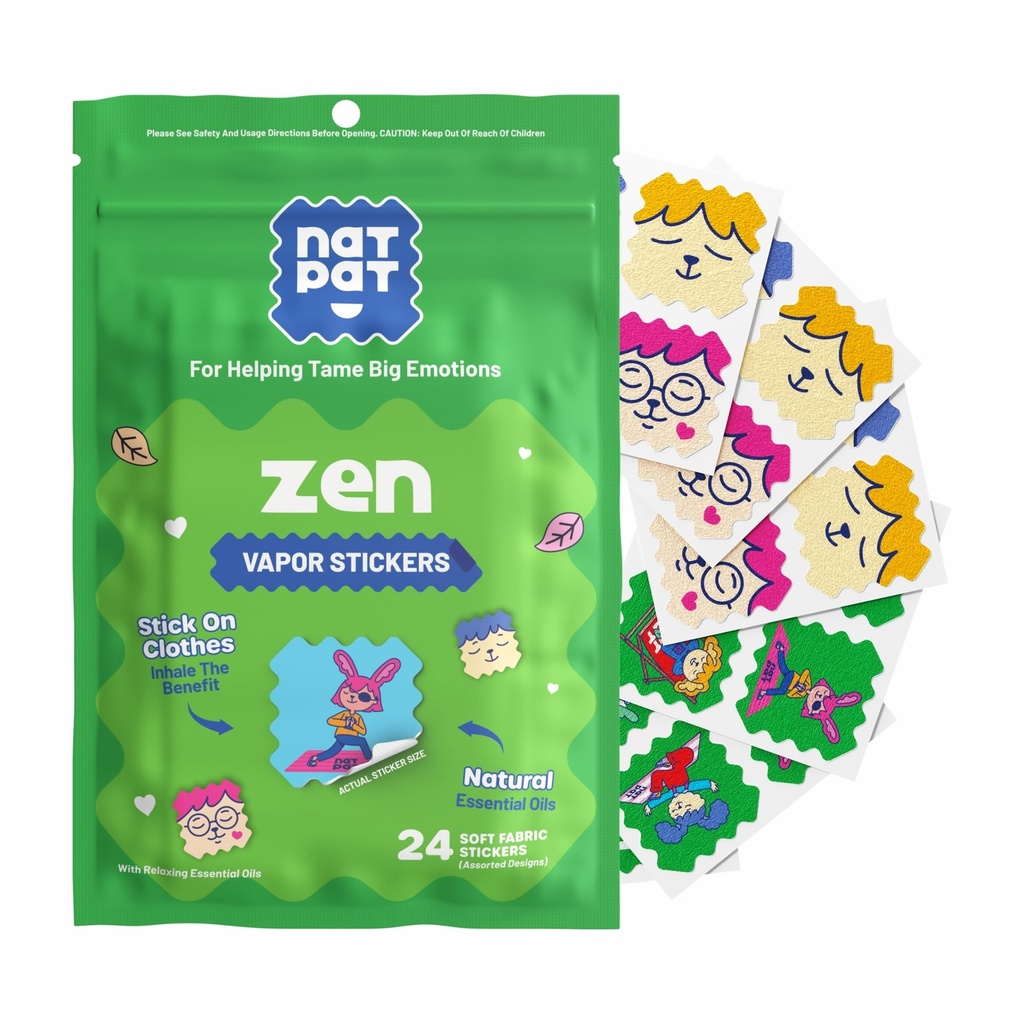 NATPAT Zen Patch Mood Rahustavad kleebised lastele ja täiskasvanutele - keemilised ja ravimivabad, meeleolu toetus lõõgastumiseks, rahu ja emotsioonide määrus - BuzzPatch Natural Patch (24 Pack)
