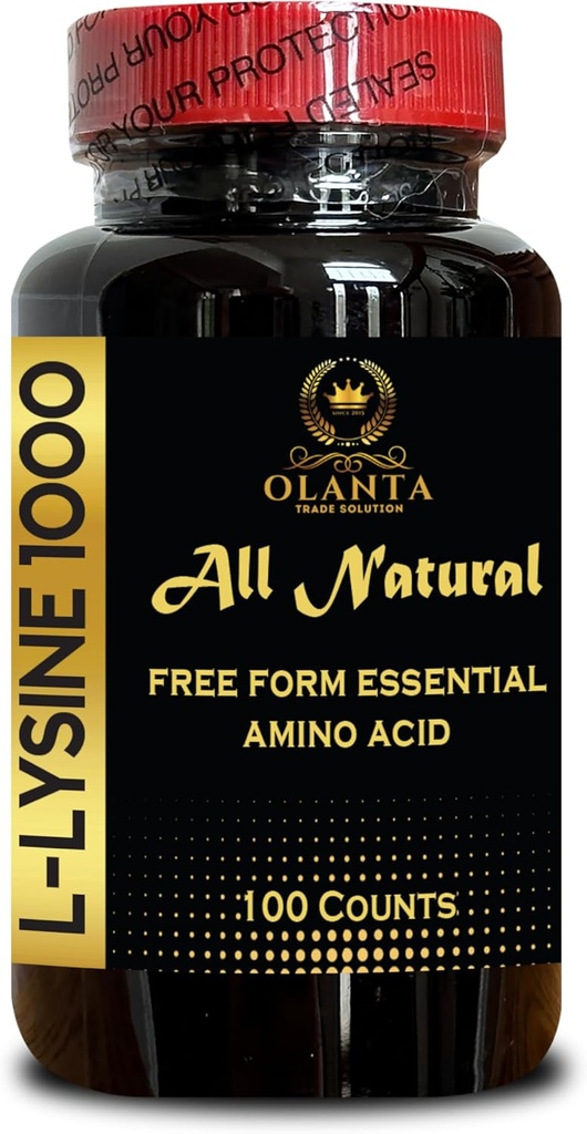 L-LYSINE 1000 mg vaba vorm Aminohape Essential - Pure L-Lysine Supplement silma huulte kollageeni süntees ja immuunsuse tugi Lämmastik Tasakaalu Lihaste taastamine - 1 pudel 100 loeb