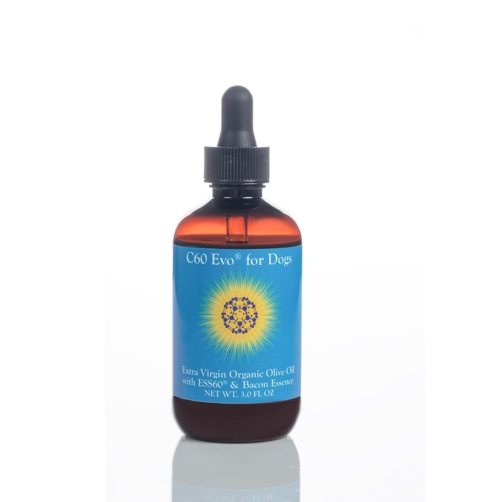 Koerte täiendus, puhas ESS60 ekstra neitsioliiviõlis koertele, All-in-One Dog Immune Supplement, Dog Joint and Energy Support, Infundeeritud loodusliku peekoni essentsiga, 3 oz - C60 Evo