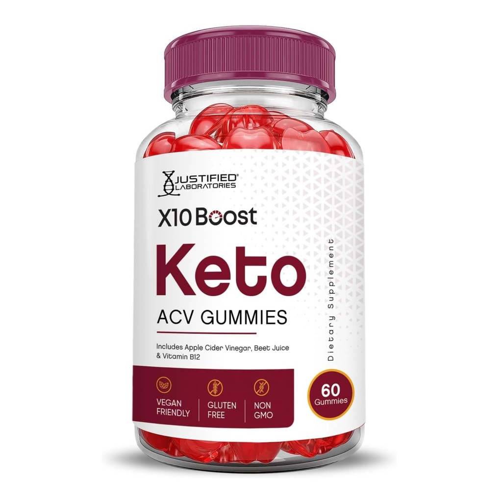 Justified Laboratories X10 Boost Keto ACV Apple Siider Äädikas Boost formuleeritud granaatõunapeedi mahla pulber B12 Vegan Non GMO 60 Gummies