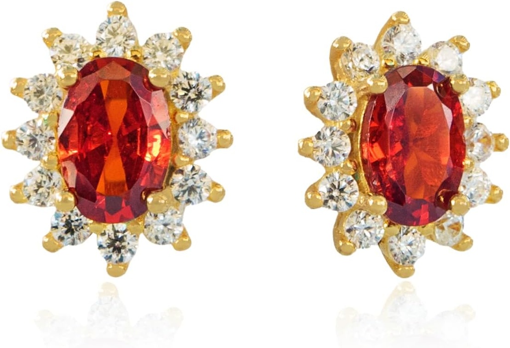 14K Kollane kuld asetatud 925 Sterling Silver Red Cubic tsirkooniumkõrvarõngad naistele