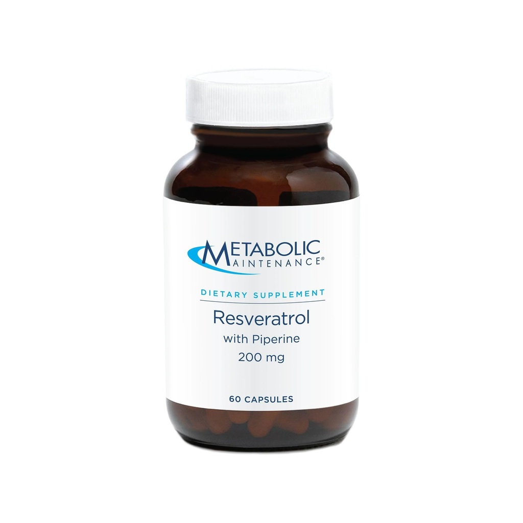 Metaboolne hooldus Resveratrool koos piperiiniga - Trans-Resveratrooli lisakapslid antioksüdandi + südame-veresoonkonna toetamiseks, täiteaineteta, 200 mg Trans-Resveratrooli annuse kohta - 60 kapslit