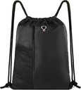 BeeGreen Black Drawstring Backpack Gym Bag meestele Naised String Sport seljakott veepudeli võrgusilma taskud ja 2 Zippered Tasku Suur Cinch Sackpack Treout Bag 16 " x 20 "