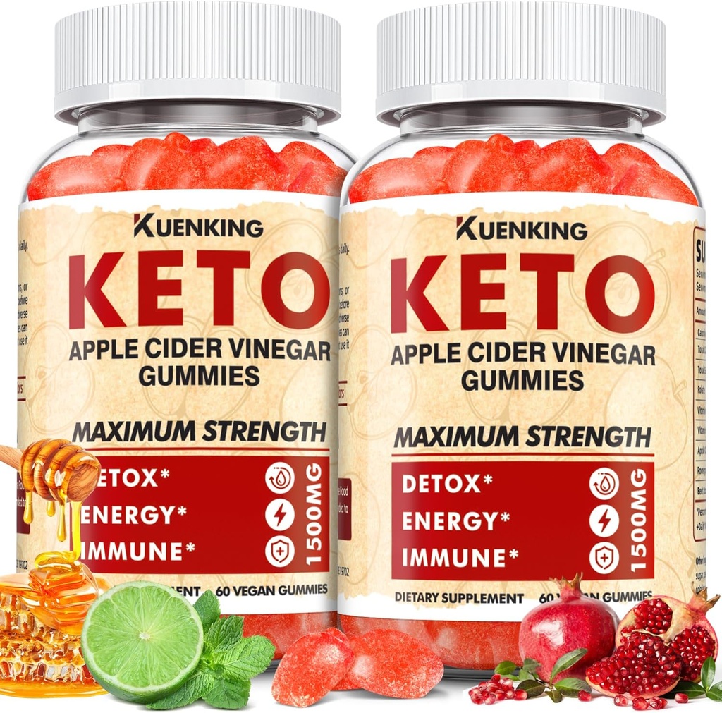 Keto ACV Gummies - Õunasiidri äädikas koos emaga, ainevahetuse toetamine - vitamiin B6 & B12 - vegan, mitte-GMO - toetab igapäevast heaolu - 120 loend