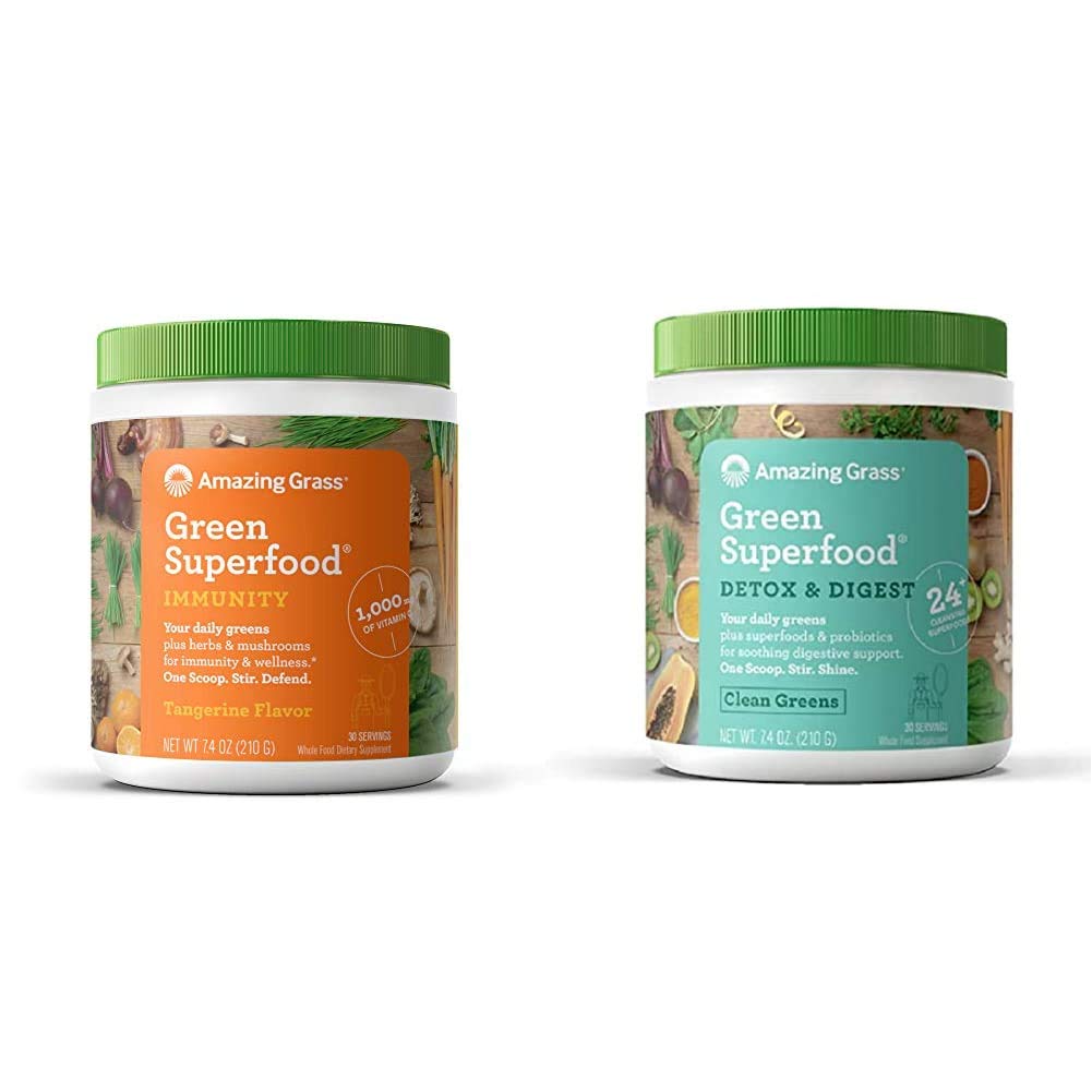Amazing Grass Greens Blend Superfood Powder Immun Support + Detox & Digest