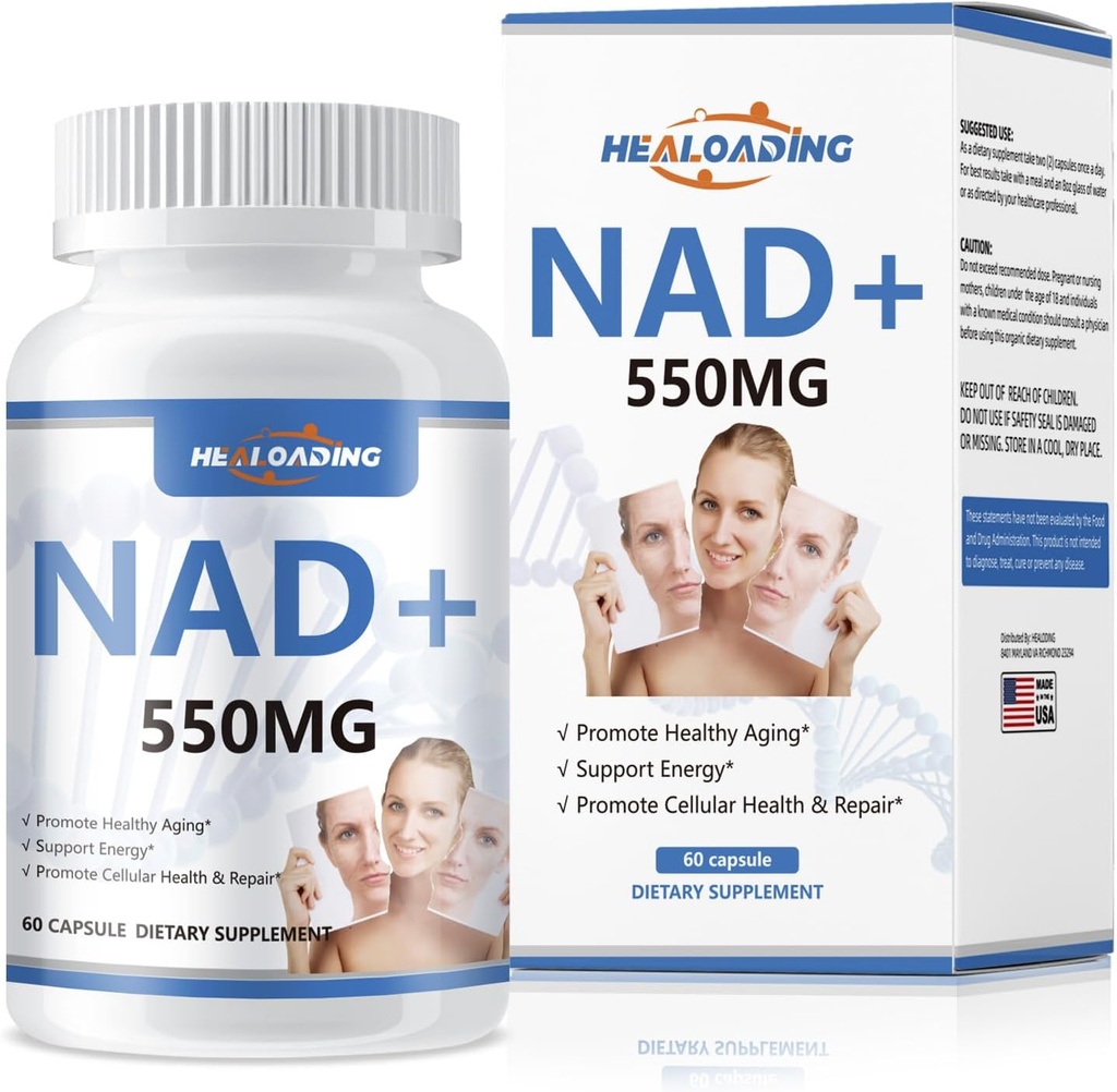 NAD-i täiendus liposomaalne naistele: NAD + Täiendus koos Resveratrooliga 550MG toetab rakkude parandamist energia ja tervisliku vananemisega
