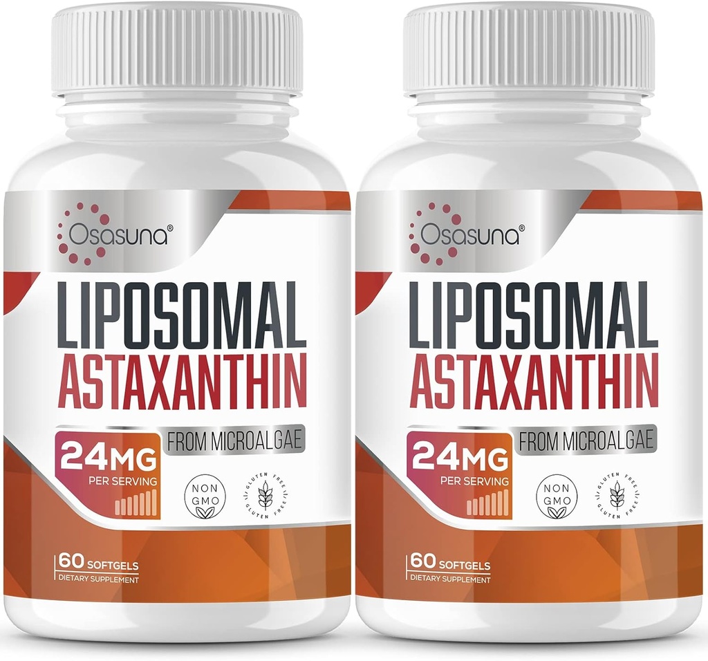 Liposomaalne astaksantiini lisand 24MG, maksimaalne imendumine, antioksüdant tugevam kui VIT C, mitte-GMO ja gluteenivaba - 120 softgels (4 kuu pakkumine)