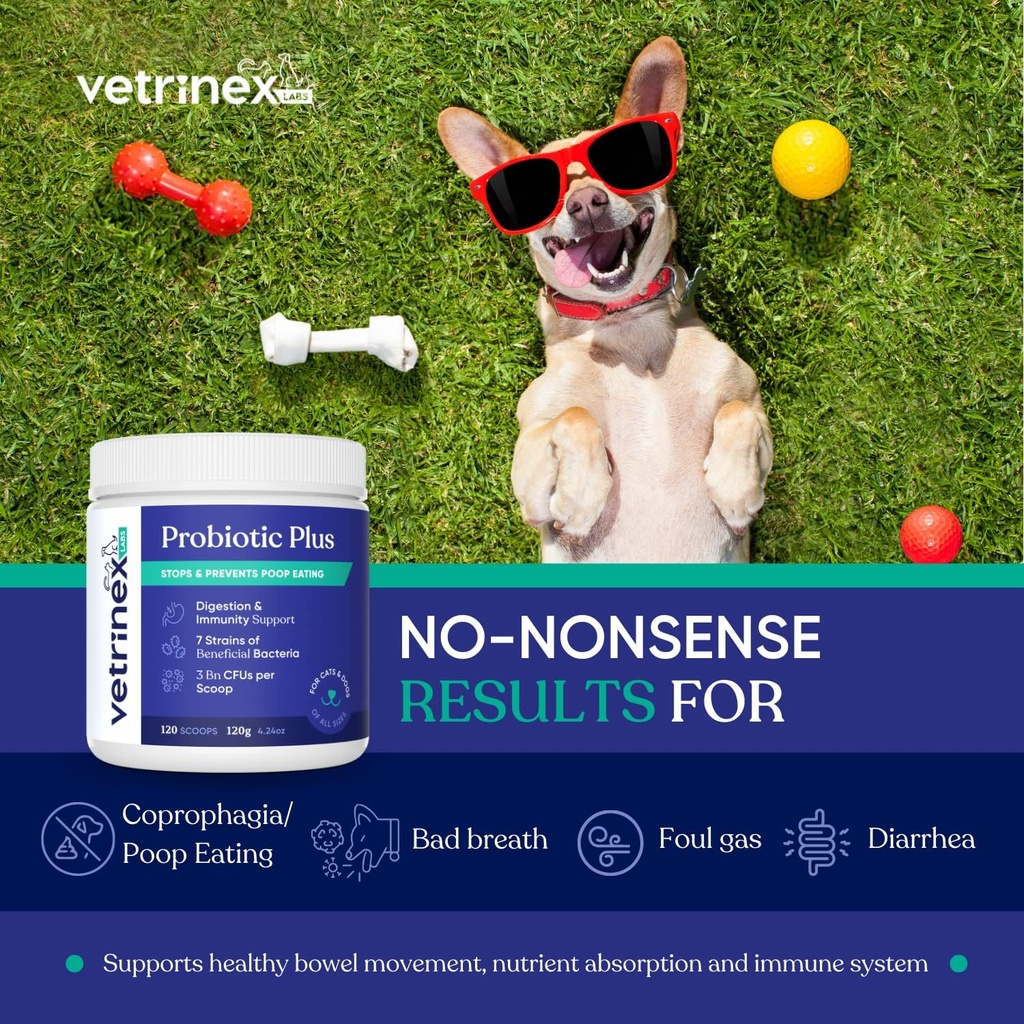 Coprophagia Poop söömine heidutav ja ennetamine, Stop & Prevent Stool Eating Ravi - Probiootikumid koertele, kassidele ja kutsikatele - Keelatud koer süüa Poop - Probiootiline pulber (120 GMS)