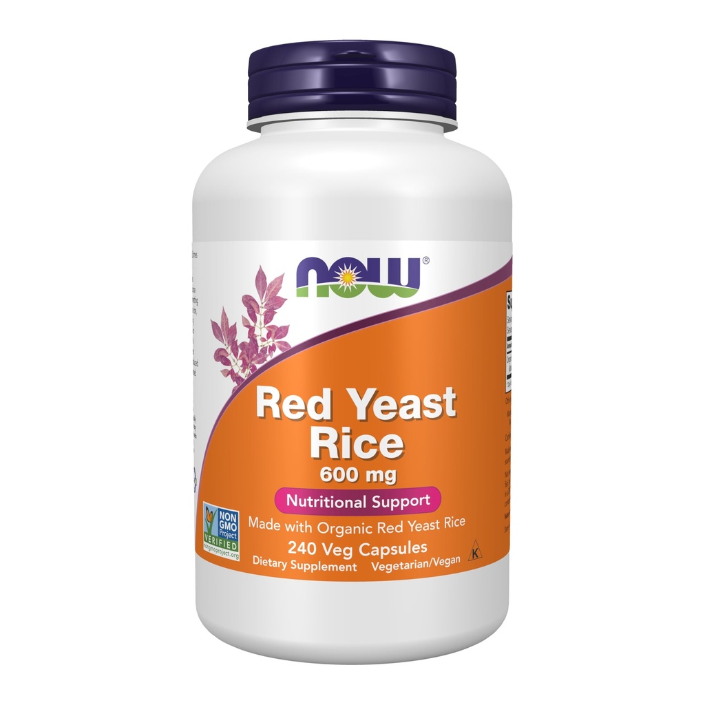 NOW täiendused, punane pärmi riis 600 mg, valmistatud orgaanilise punase pärmi riisiga, 240 Veg kapslit