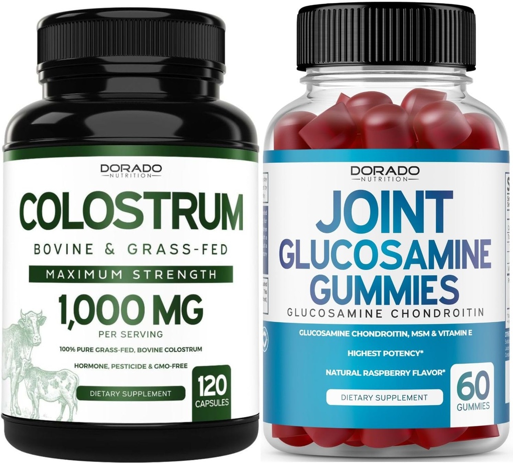 Ternespiim (120 krahv) Veise ternespiima kapslid täiskasvanutele ja Glükosamiini kondroitiin (60 Gummies) Ühised toidulisandid meestele ja naistele maitsva vaarikaga Maitse - Vegan Safe & Made USA-s