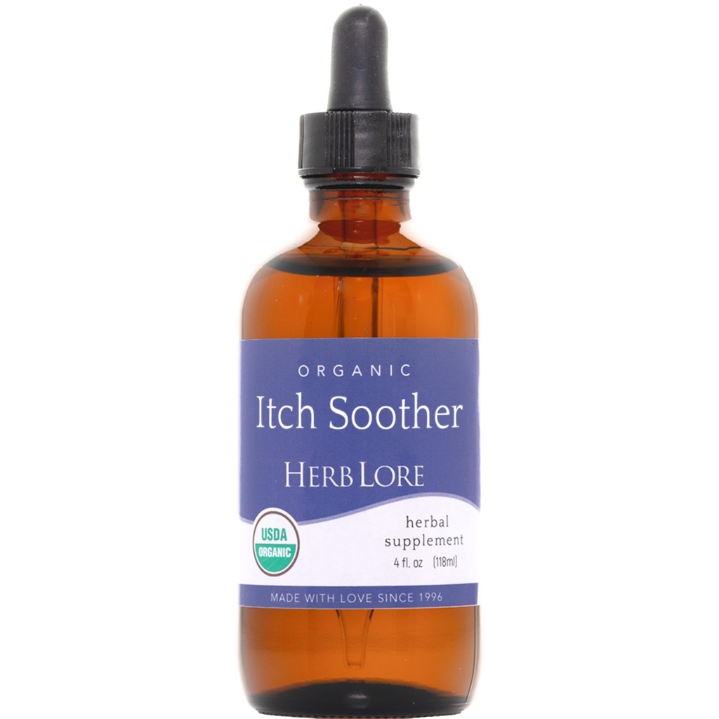 Herb Lore Organic Itch Soother Tinktuur - Soothes Sügelev Rasedus Naha & Lööve, Vedel piimaohakas, Dandelion & Yellow Dock Maksatoetus Tilgad (4 fl oz)