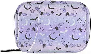 Pill Box Purple Bat Moon 7 Day Pill Case Travel Pill Korraldaja kott Zipper Portable Weekly Vitamin Medicine Supplement Hoidja kott