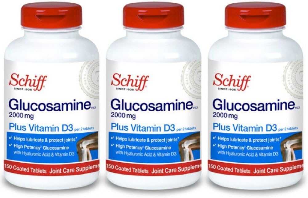 Schiff Glükosamiin 2000mg D3-vitamiini ja hüaluroonhappega, 150 tabletti - ühine toidulisand (3. pakend)