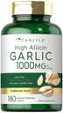 Carlyle küüslaugu täiendus 1000mg | 180 Caplets | Lõhnatud pillid | Kõrge Allitsiini ekstrakt | Taimetoitlane, mitte-GMO & Gluteenivaba