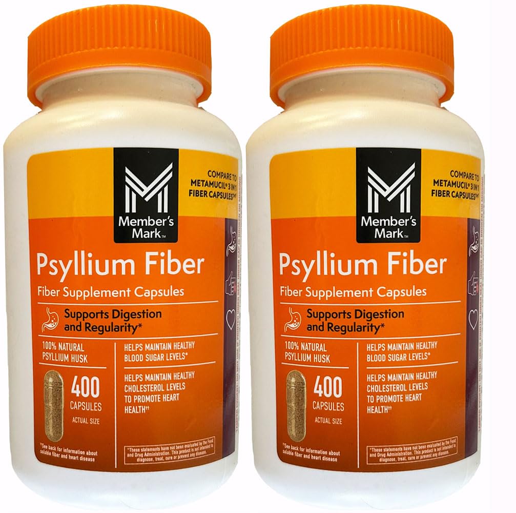 Liikme Mark Fiber kapslid 2Pack (400 Count) Psyllium Husk on # 1 Doctor-Soovitatud Fiber Supplement.