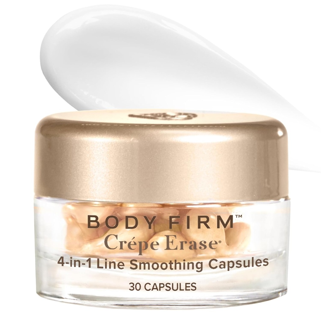 BODY FIRM Crepe Kustuta 4-in-1 Line Smoothing Kapslid, Anti-Aging, Hüdratiivne Nägu ja silma seerum hüaluroonhappe ja Multi-Chain Peptiidi kortsud, Crepe Skin & Fine Lines, 30 Count