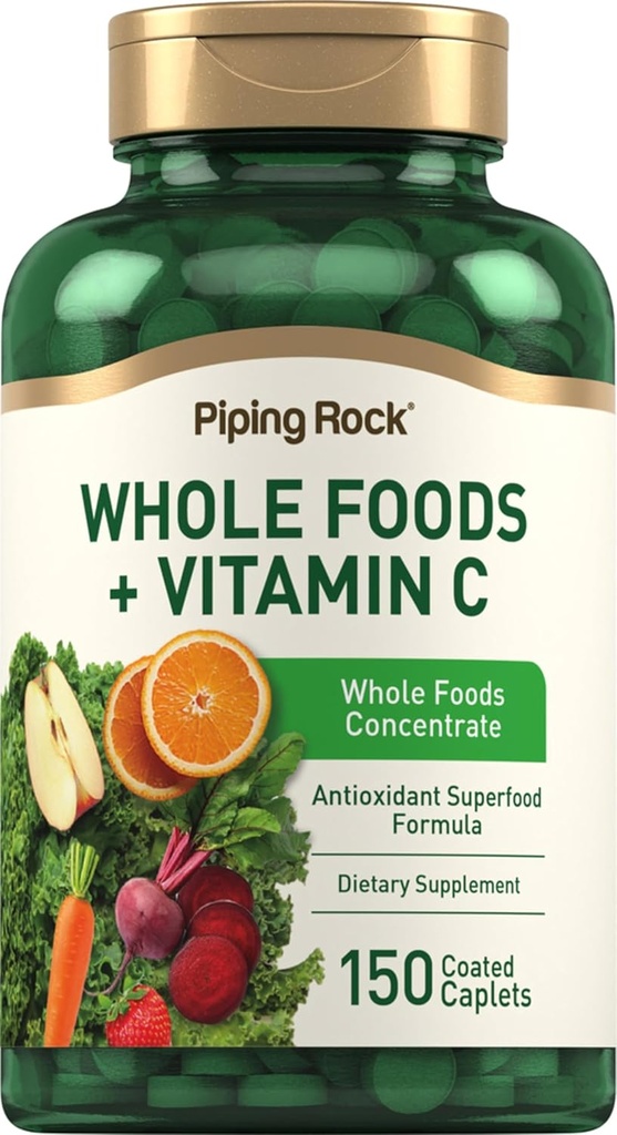 Piping Rock Whole Foods Vitamin C | 150 Caplets | Superfood Blend | Vegetarian, Non-GMO, Gluten Free Supplement