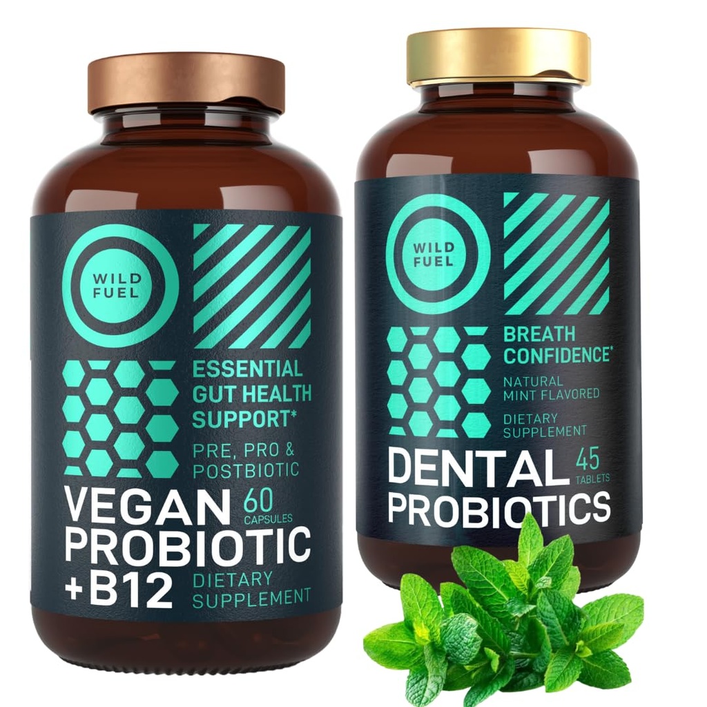 Vegan probiootiline Plus B12 ja suukaudne probiootiline piparmündi täiustatud probiootiline komplekt