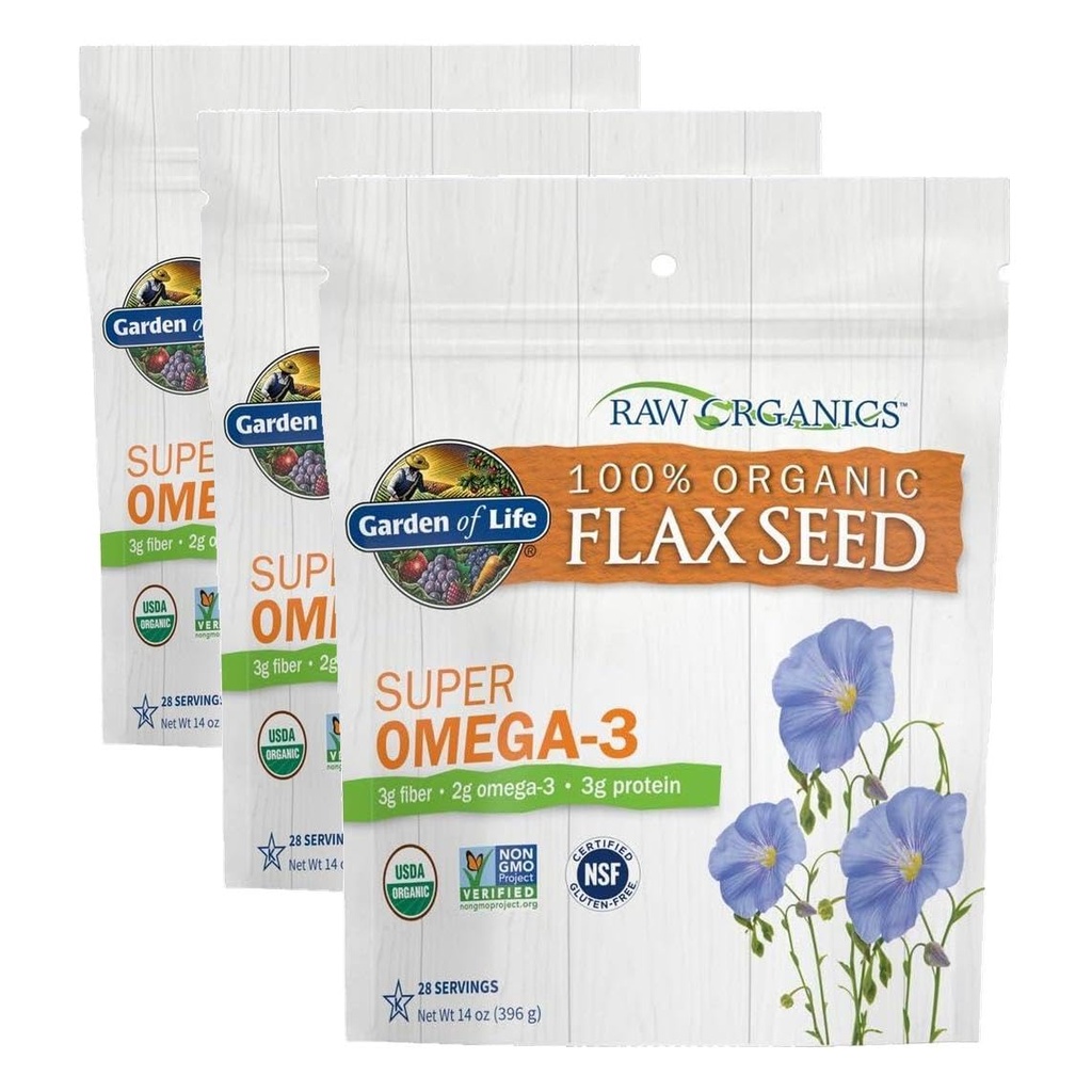 Eluaed 100% orgaaniline maa linaseeme, külm jahvatatud Premium kuldne linaseemnejahu naistele ja meestele, 2 g oomega 3, lignaanid, 3 g kiudaineid, 3 g valku, üks koostisosa, säilitusaineteta, 28 serveerimist (3. pakk)