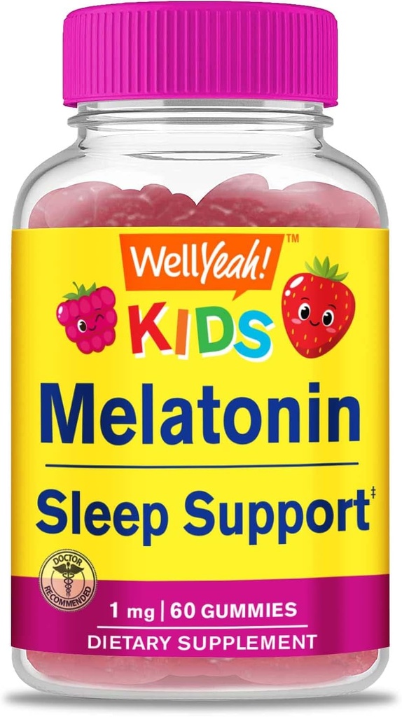 Nohjah Lapsed Melatoniin Gummies 1 mg - Narkootikumidevaba uneabi Gummy Supplement, Unetoetus lastele - Gluteenivaba, želatiinivaba, GMO-vaba, taimetoitlane - looduslik maitse - 60 Gummies