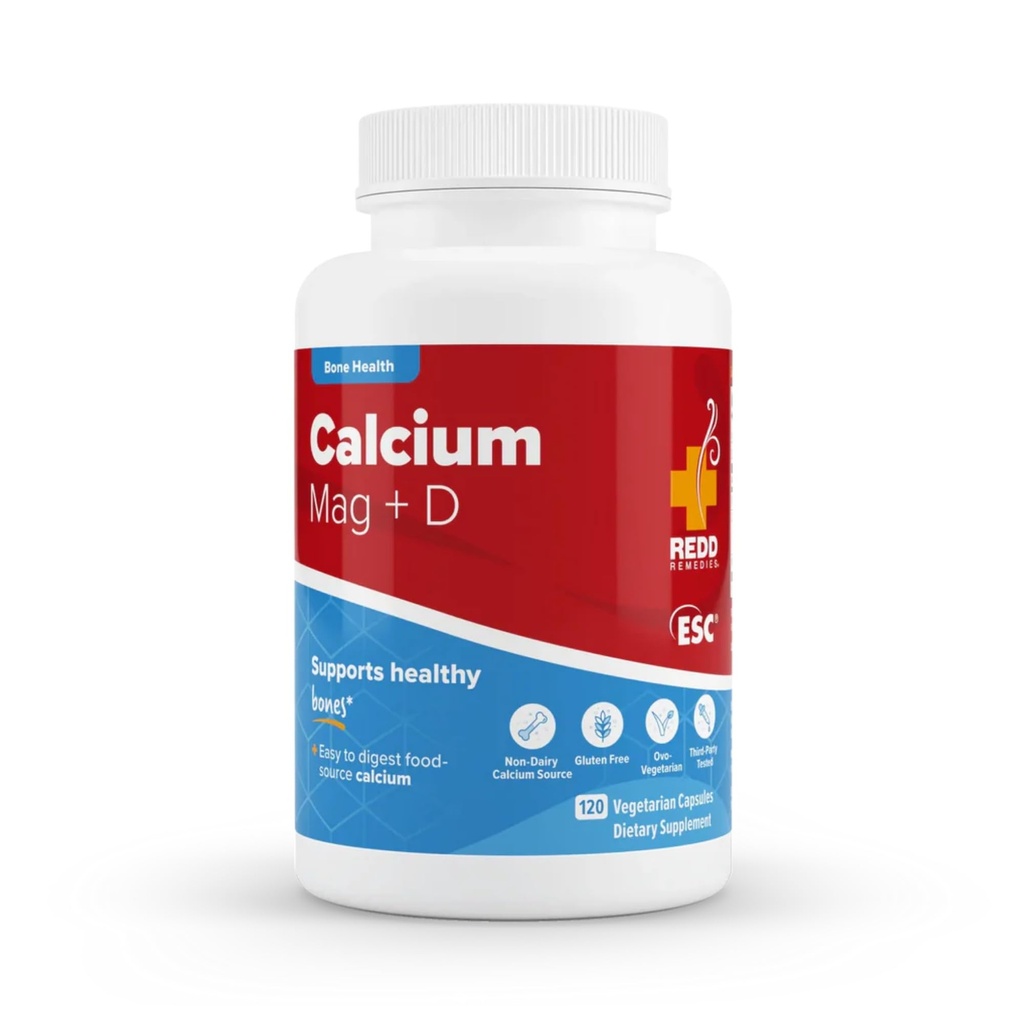 Redd Remedies, Kaltsium Mag + D, Vitamiin D3 ja Kaltsium Tugeva Luude Toetamiseks, 120 Taimset Kapslit