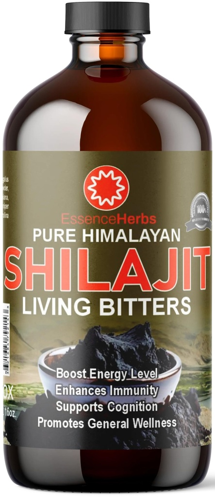 Essence Herbs Shilajit Bitters Liquids valmistatud Shilajit, Moringa, Black Seed & More (pakk 1)