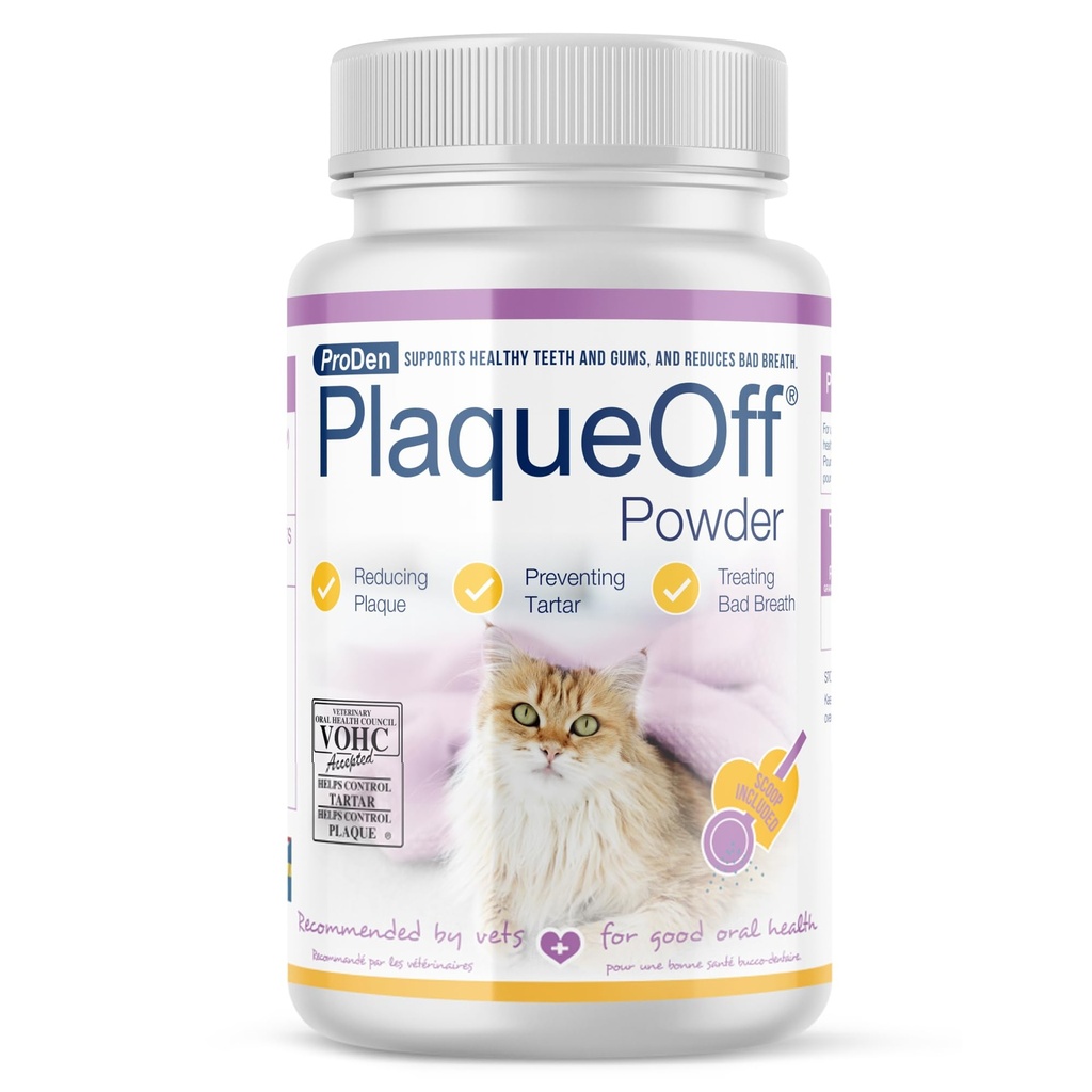 ProDen PlaqueOff Pulber kassidele - Plaque & Tartar Reduktor, Hingamise Värskendaja, Kasside Suuhooldus - 40 g