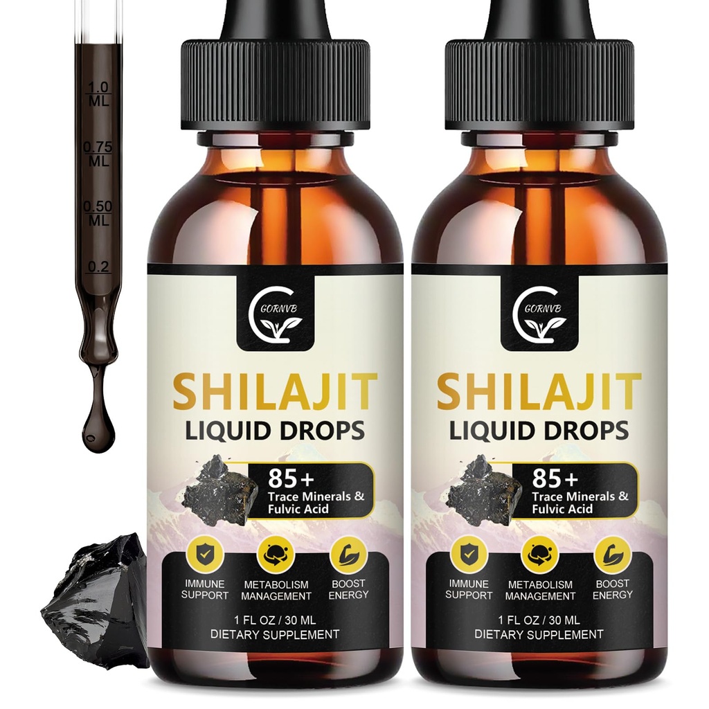 (2-Pack) kõrge potentsi Shilajit Pure Himaalaja Orgaaniline Vedelik Täiendus, Shilajit Vaigu Tilk Meestele Ja Naistele, Max Potency 85+ Puhas Jälje Mineraalid & Fulvic Acid Energeetika, Metabolism & Immune Support