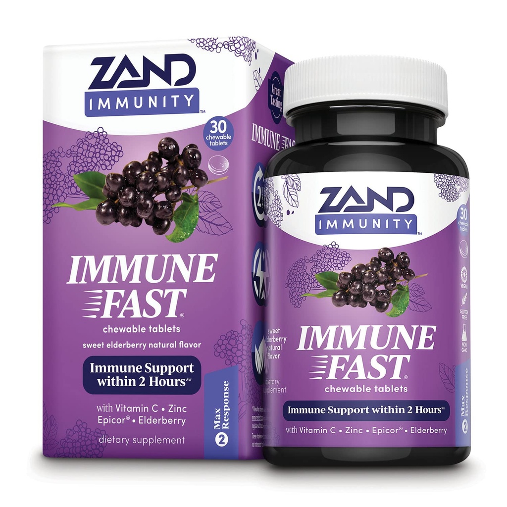 ZAND Immune Fast Elderberry Chews | Suurendab immuunvastust ja rakkude aktiivsust w/EpiCor * & C-vitamiin, 30 tabletti, 10 Serv.