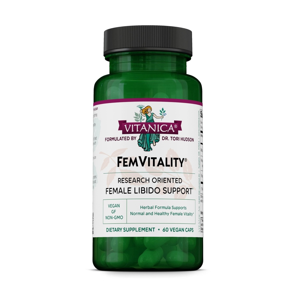 Vitanica FemVitality Libiido Täiendus Naistele, Looduslik Naiste Libiido Booster Naistele, Suurendab Intiimset Sõitu, Iha Ja Vastupidavust, Aitab Vaginaalset Kuivust, Vegan 60 Kapslit