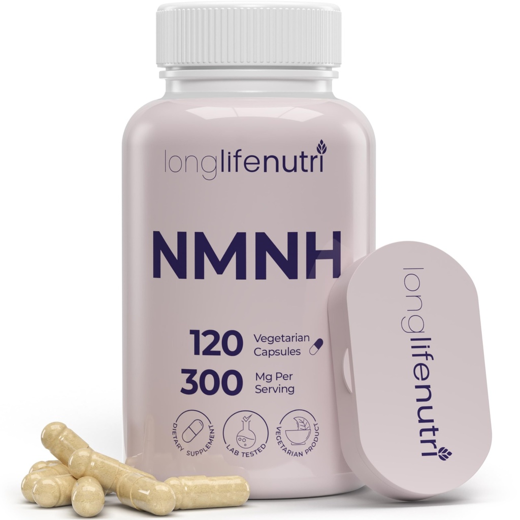 LongLifeNutri NMNH 300mg (dihüdronikotiinamiidmononukleotiid) - 120 Vegankapslit, 2-kuuline tarne, NMN alternatiiv, NAD toidulisand energia ja pikaealisuse jaoks, Lab testitud, valmistatud USA-s